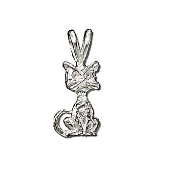 Sterling Silver Diamond Cut Cat Pendant
