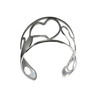Stainless Steel Open and Close Hearts Bangle Bracelet