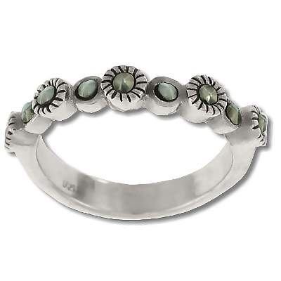 Sterling Silver Genuine Nine Marcasite Stone Ring