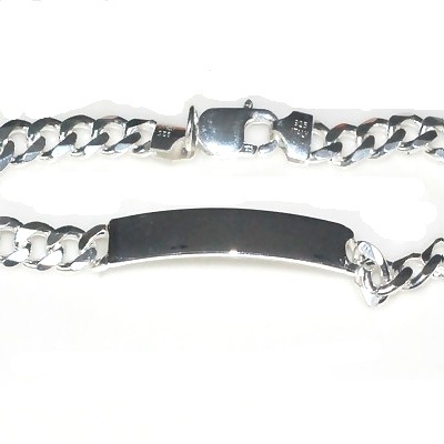 Sterling Silver Italian 8 Inch ID Bracelet 6.5Mm Wide