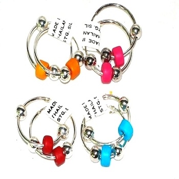 Sterling Silver Colored Tablet Bead 20Mm Endless Hoop Earrings