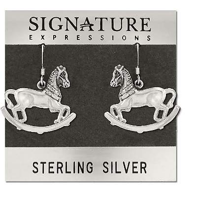 Sterling Silver Rocking Horse Dangle Earrings