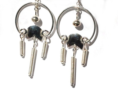 Sterling Silver Hoop With Dangle Resistor Earrings