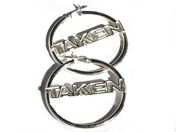 Sterling Silver Wide Taken Hoop Earrings