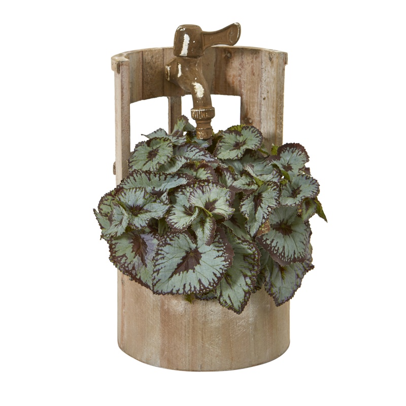 12” Rex Begonia Artificial Plant In Faucet Planter