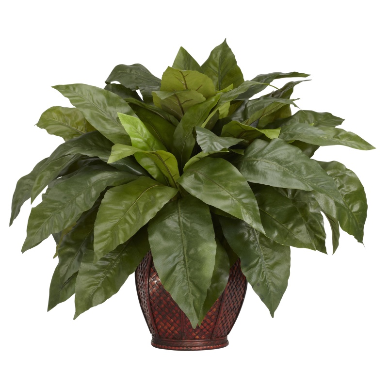 Birdsnest Fern W/Decorative Vase Silk Plant