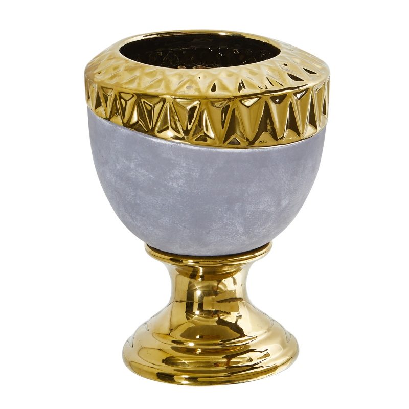 9.25” Regal Stone Urn With Gold Accents