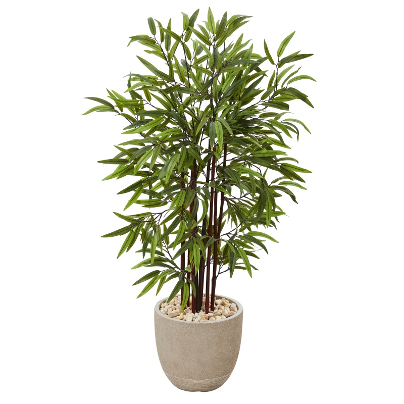47” Bamboo Artificial Tree In Sandstone Planter