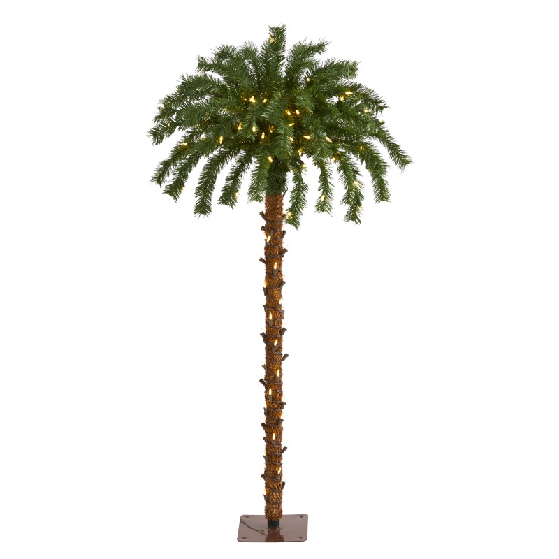 4’ Christmas Palm Artificial Tree With 150 Warm White Led Lights