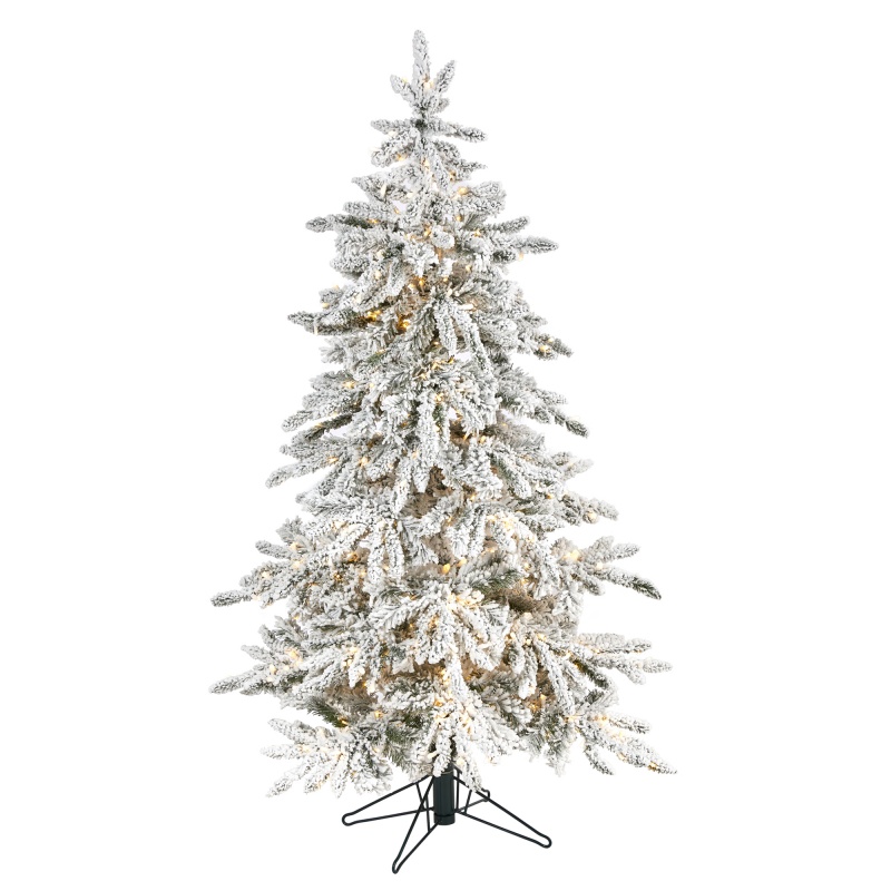 5' Flocked Grand Northern Rocky Fir Artificial Christmas Tree with 650 LED Lights