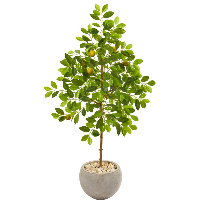 54” Lemon Artificial Tree In Sand Colored Planter