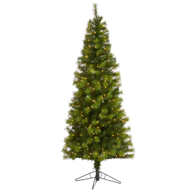 6.5’ Green Valley Pine Artificial Christmas Tree With 300 Warm White Led Lights And 579 Bendable Branches