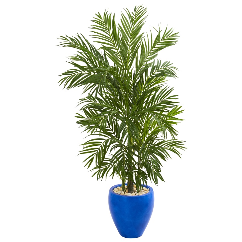 5.5’ Areca Palm Artificial Tree In Blue Planter