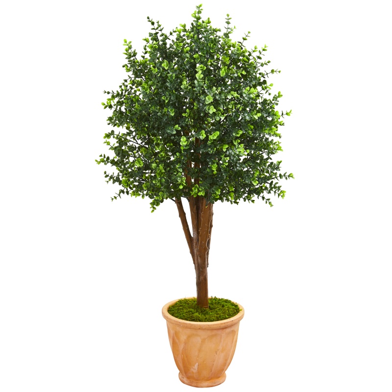 Eucalyptus Artificial Tree in Terra-Cotta Planter - Outdoor and Indoor ...