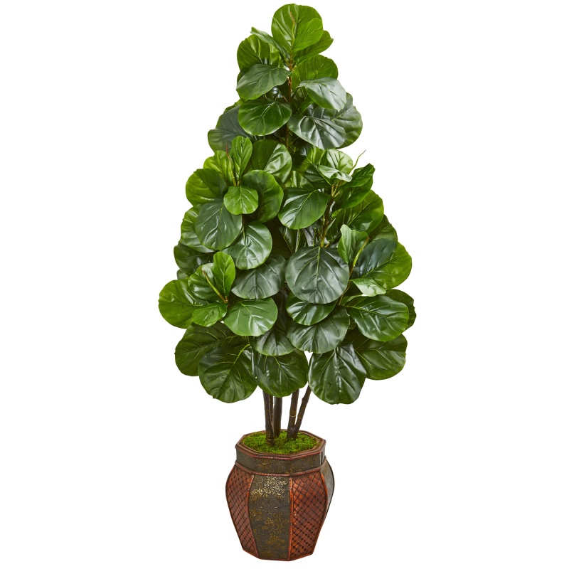 5’ Fiddle Leaf Fig Artificial Tree In Decorative Planter