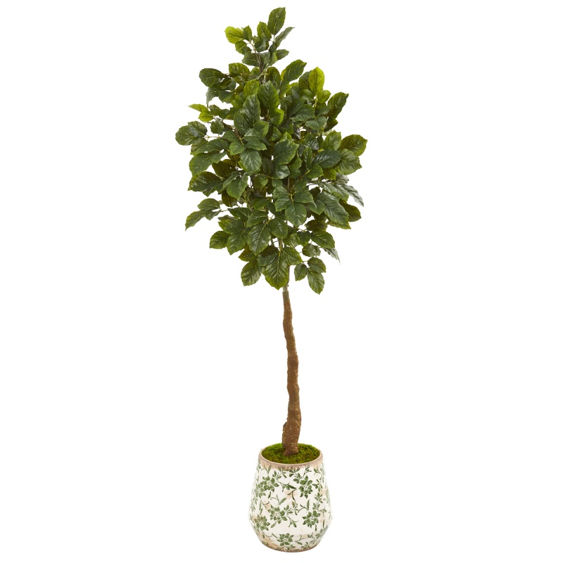 70” Beech Leaf Artificial Tree In Designer Planter
