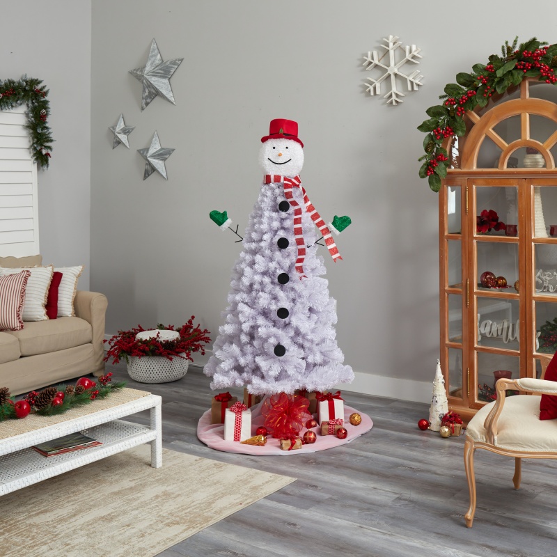 6.5’ Snowman Artificial Christmas Tree With 804 Bendable Branches