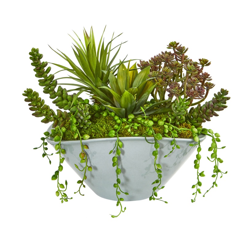 Succulent Garden Artificial Plant in Green Vase