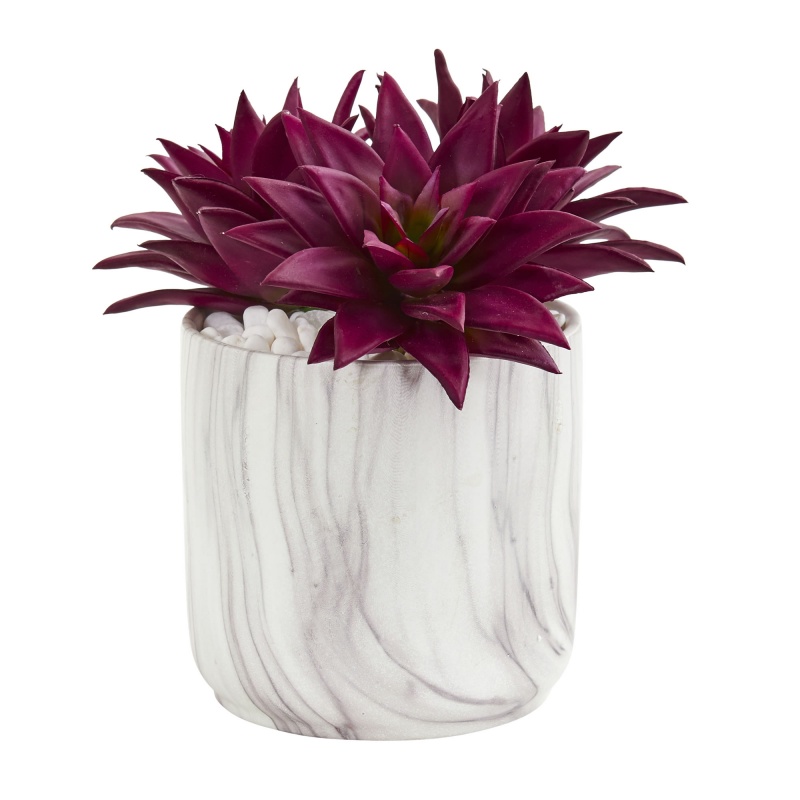 Agave Succulent Artificial Plant In Marble Finished Vase