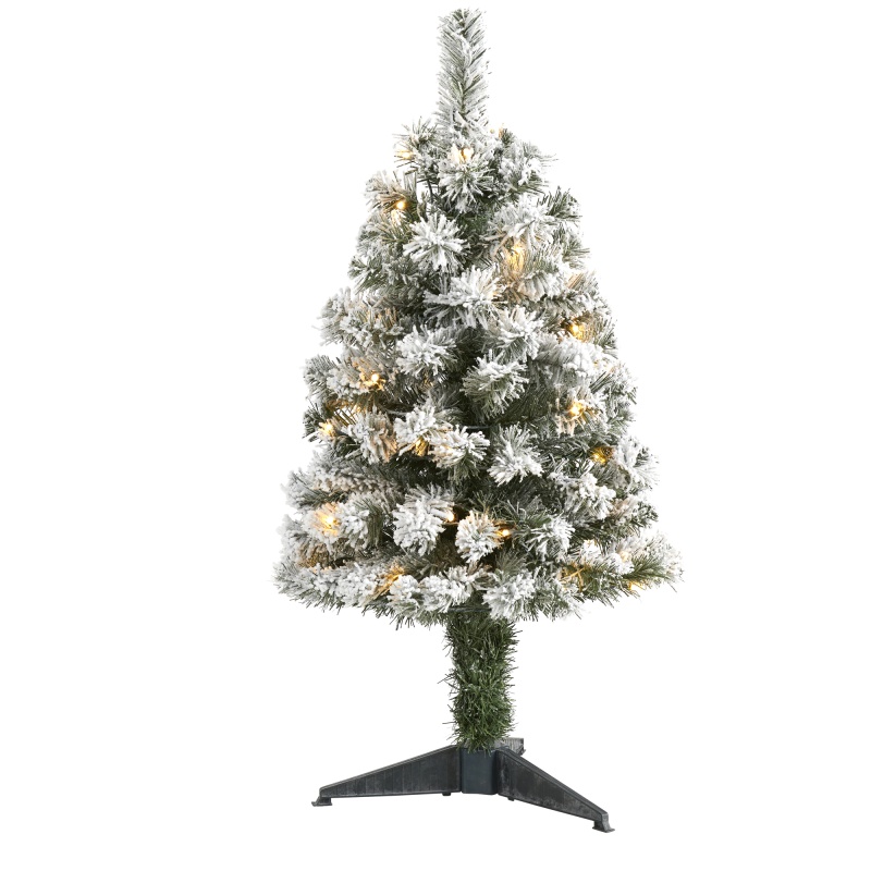 3' Flocked West Virginia Fir Artificial Christmas Tree With 50 Clear Led Lights