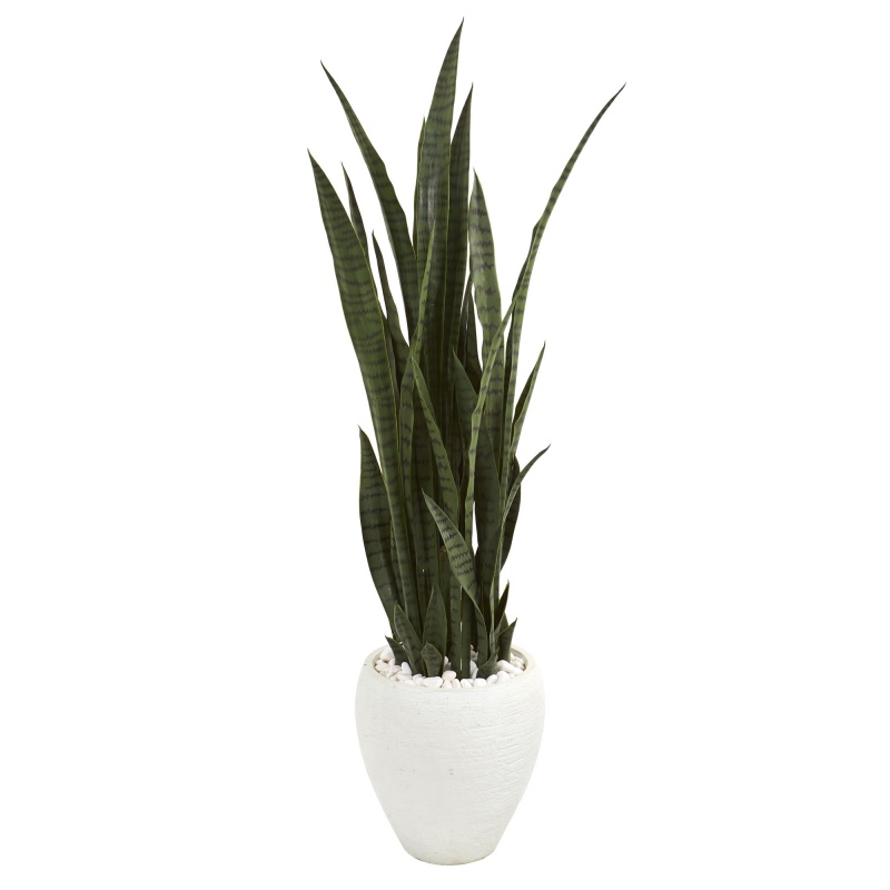 51” Sansevieria Artificial Plant In White Planter