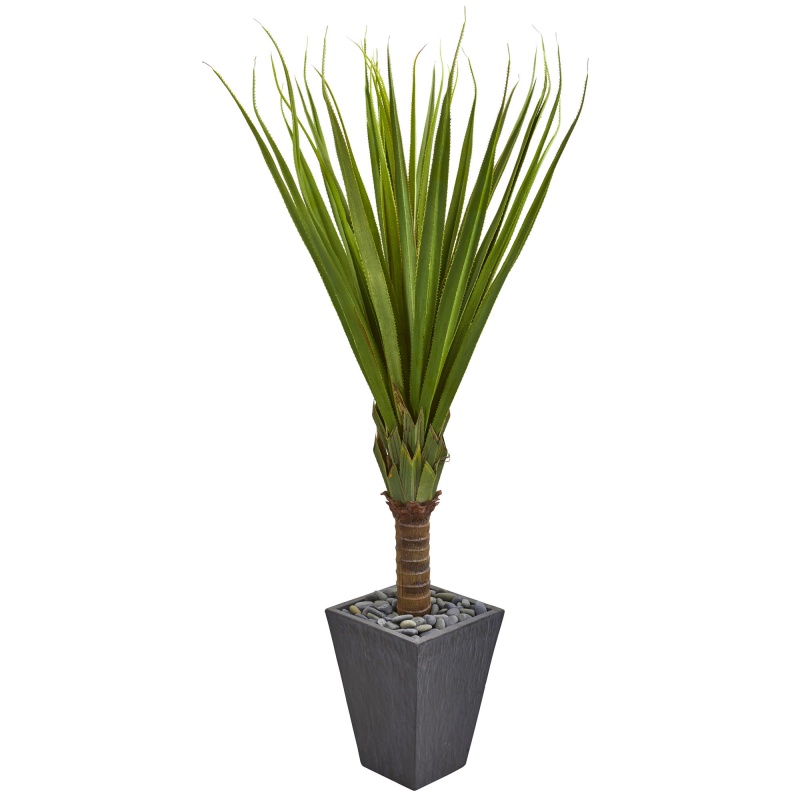5.5’ Spiky Agave Artificial Plant In Slate Planter