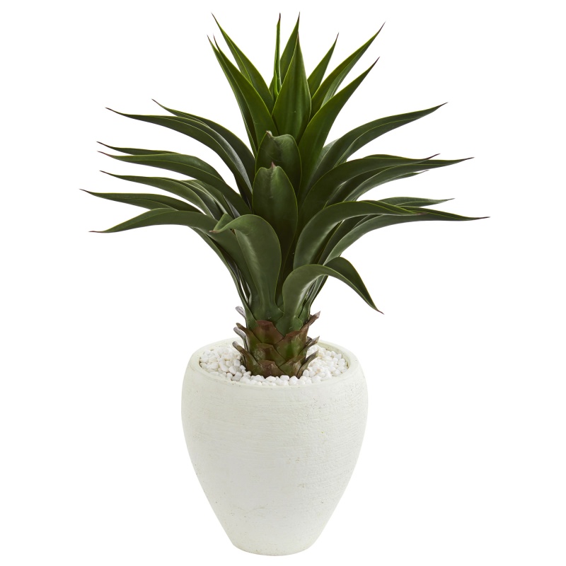Agave Artificial Plant In White Planter