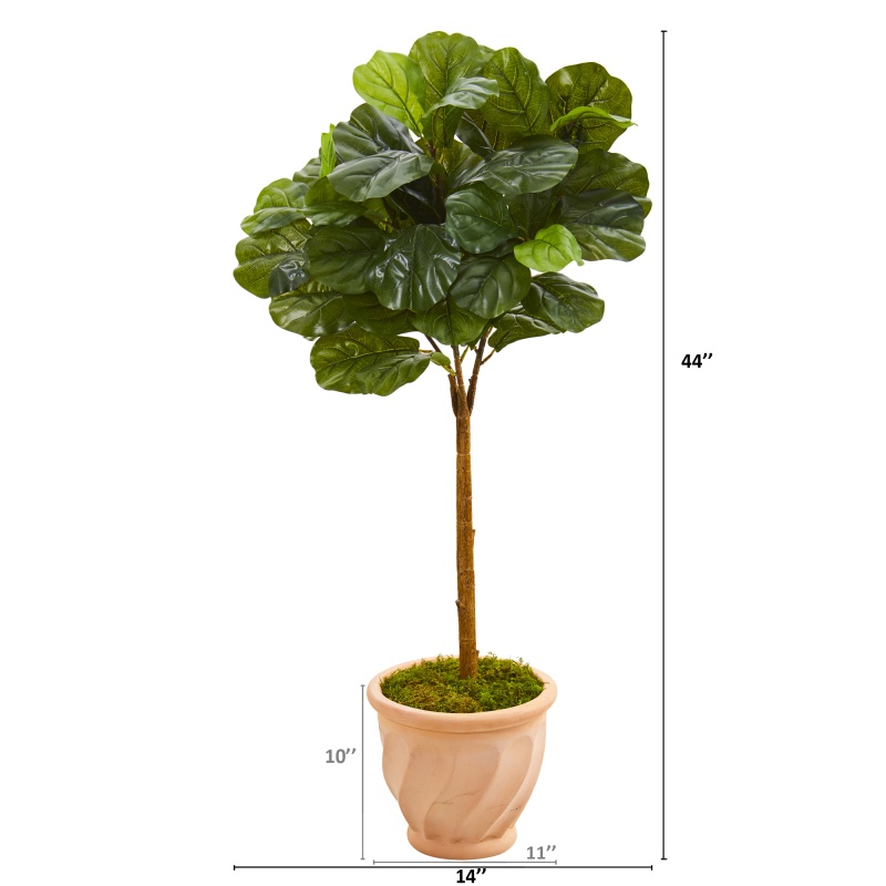 44” Fiddle Leaf Artificial Tree In Terracotta Planter (Real Touch)