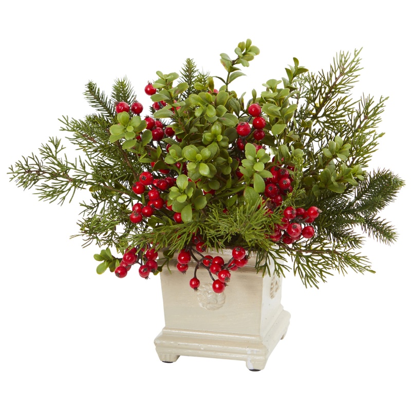 Holiday Berry And Pine Artificial Arrangement