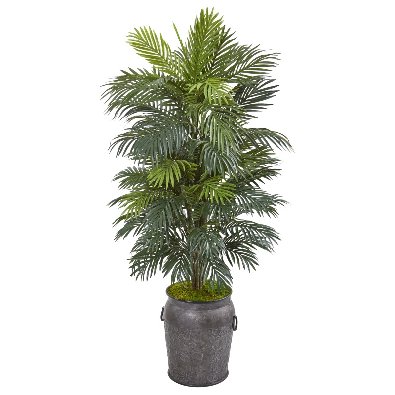5’ Areca Palm Artificial Plant In Metal Planter