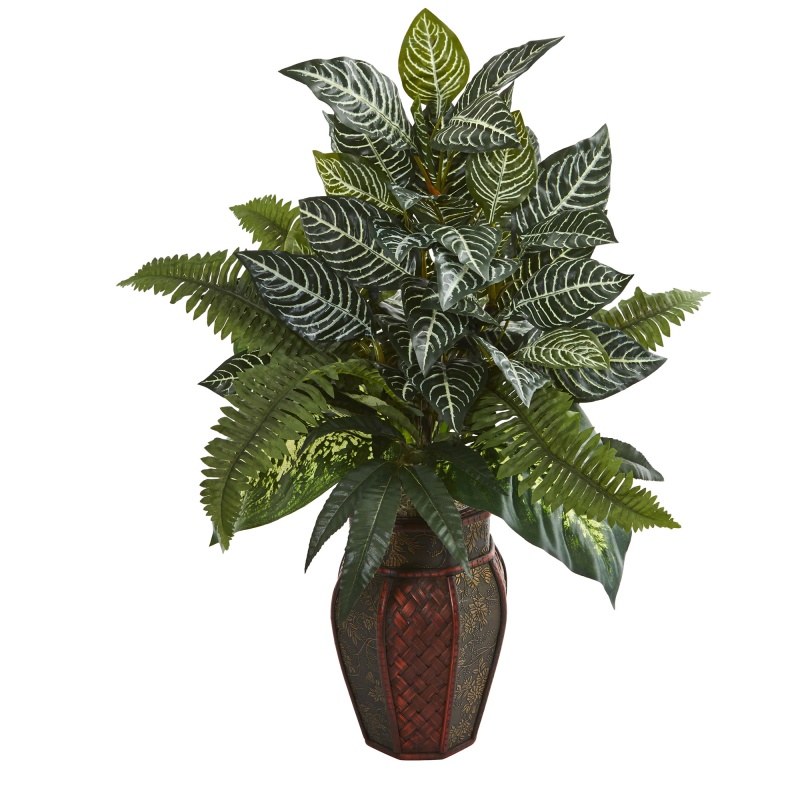 Mixed Greens Artificial Plant In Decorative Planter