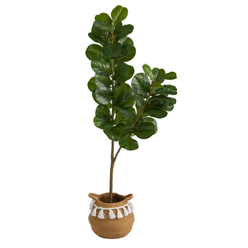 4.5’ Fiddle Leaf Fig Tree with Handmade Cotton Planter