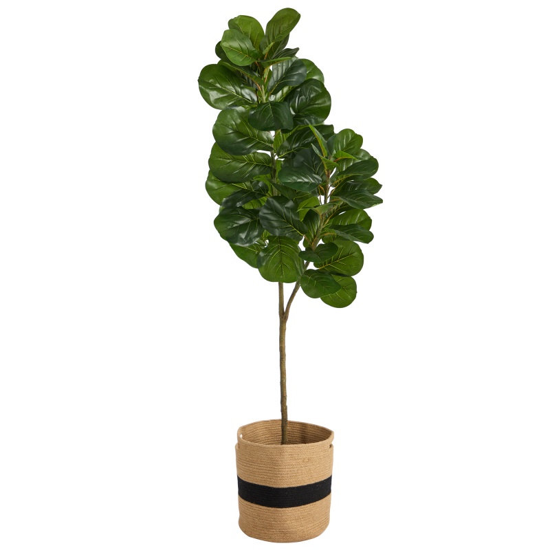 5.5’ Fiddle Leaf Fig Artificial Tree in Handmade Cotton Planter