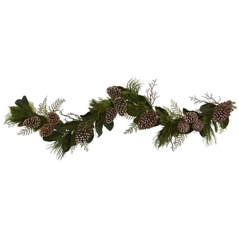 6’ Pine Cone And Pine Artificial Garland