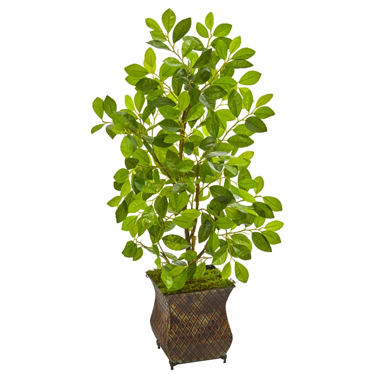 35” Ficus Artificial Tree In Decorative Metal Planter