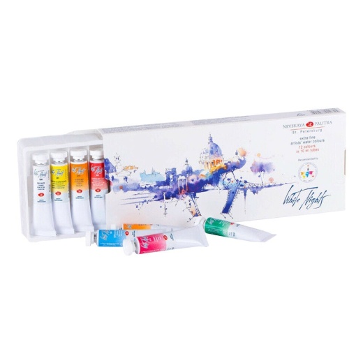 12 Watercolor Paint Full Pan Extra Fine Artist Travel Set St