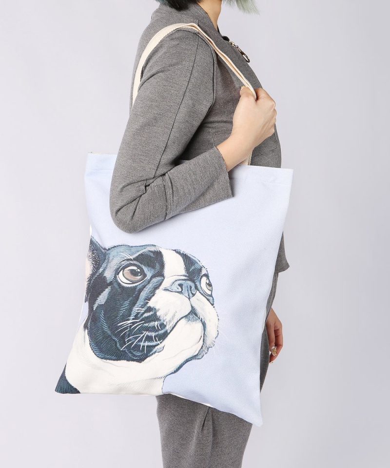 Frenchie Blue Canvas Bag