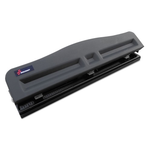 Heavy-Duty 3-Hole Punch, 13/32 Holes, Gray (AbilityOne 7520-00-263-3425)