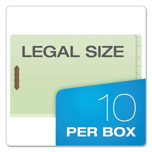 Pendaflex End Tab Classification Folders, 2 Dividers, Legal Size, Pale Green, 10/Box