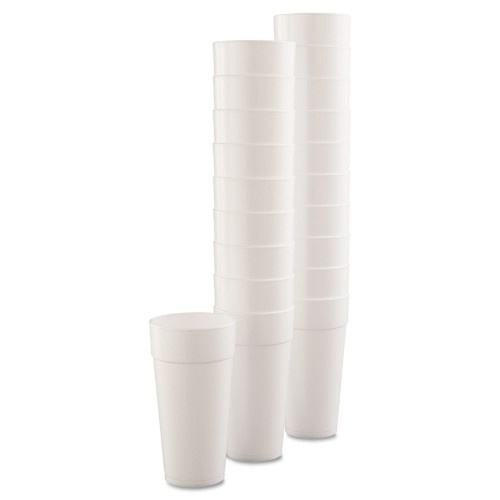 Dart Foam Drink Cups, Hot/Cold, 24 Oz, White, 25/Bag, 20 Bags/Carton