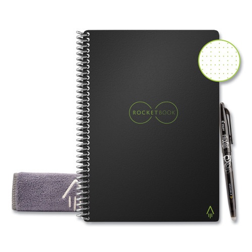 Rocketbook Core Smart Notebook, Dotted Rule, Black Cover, 8.8 X 6 Sheets