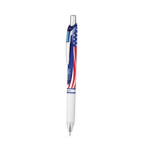 Pentel Energel Rtx Stars And Stripes Gel Pen, Retractable, Medium 0.7 Mm, Black Ink, Red/White/Blue Barrel, 2/Pack