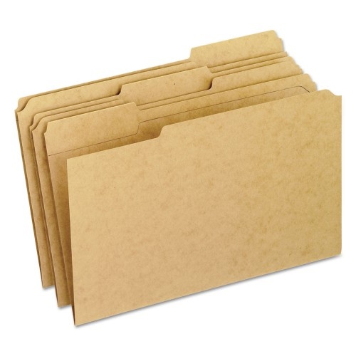 Pendaflex Dark Kraft File Folders With Double-Ply Top, 1/3-Cut Tabs, Legal Size, Kraft, 100/Box