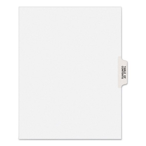Preprinted Legal Exhibit Side Tab Index Dividers, Avery Style, 25-Tab, Table Of Contents, 11 X 8.5, White, 25/Pack