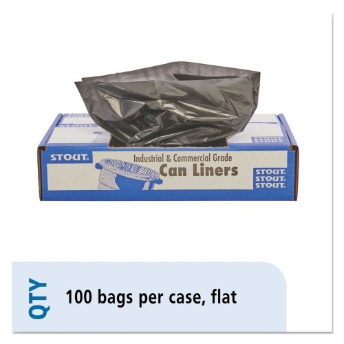 Stout By Envision Total Recycled Content Plastic Trash Bags, 30 Gal, 1.3 Mil, 30" X 39", Brown/Black, 100/Carton