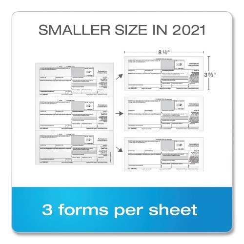 Tops Five-Part 1099-Nec Tax Forms, Fiscal Year: 2022, Five-Part Carbonless, 8.5 X 3.5, 3 Forms/Sheet, 50 Forms Total