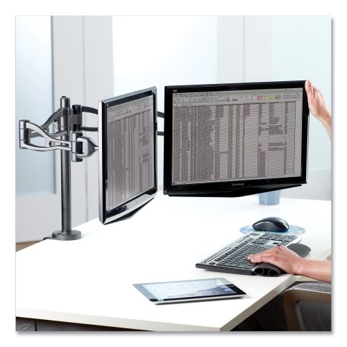 Fellowes Desk-Mount Dual Monitor Arm, Supports 24 Pounds, Black