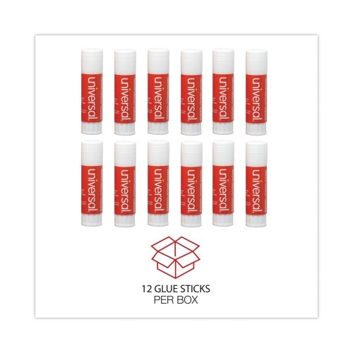 Universal Glue Stick, 0.74 Oz, Applies And Dries Clear, 12/Pack