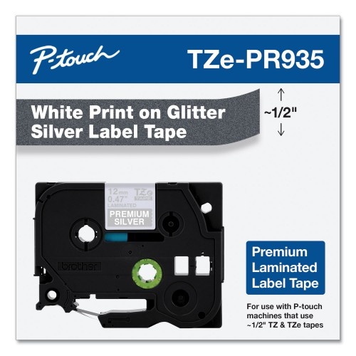 Brother P-Touch® TZe Laminated Removable Label Tapes, 0.47 x 26.2 ft, Blue  on White