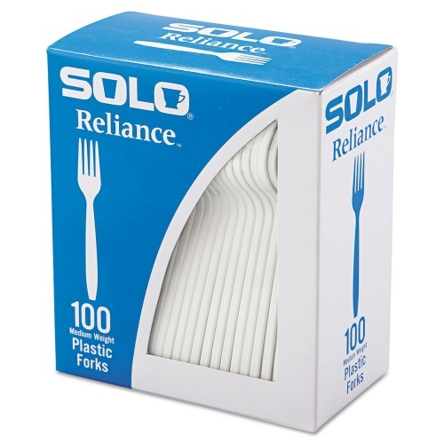 Solo Reliance Mediumweight Cutlery, Fork, White, 100/Box, 1,000/Carton